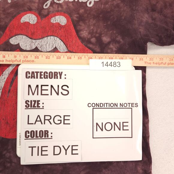 The Rolling Stones Band Crew Neck Short Sleeve T Shirt Mens Size L Tie Dye - Picture 7 of 9